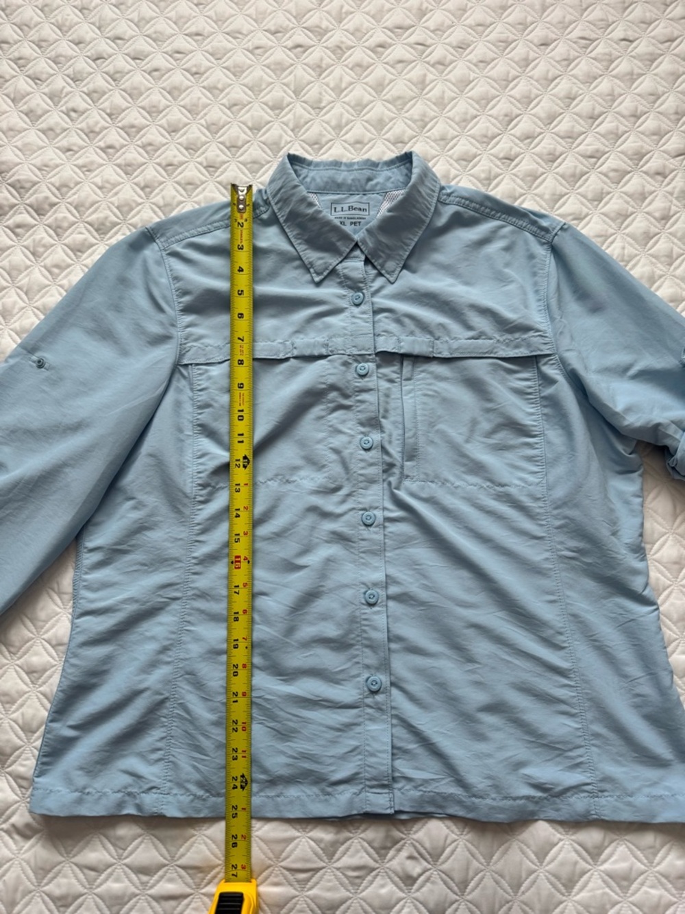 L.L. Bean Light Blue Tropicwear Button-Down Long Sleeve Sun Block Shirt Sz XLP - Picture 8 of 16